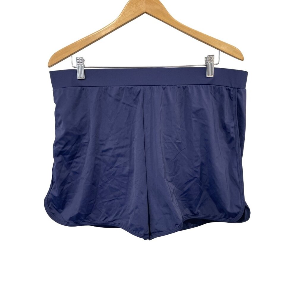 Jinxueer Elastic Waist Pull On Swim Shorts Womens 16 Navy Blue Summer Beach NEW